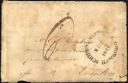 HAMBURG VORPHILA 1841, SCHIFFS BRIEF-POST HAMBURG, Auf Brief For Hull Nach London, Rückseitiger L2 HULL/SHIP LETTER Und - Sonstige & Ohne Zuordnung