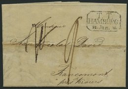 HAMBURG - THURN UND TAXISCHES O.P.A. 1835, T.T. HAMBURG, R3 Auf Brief Von Altona Nach Francomont, Registraturbug, Feinst - Autres & Non Classés
