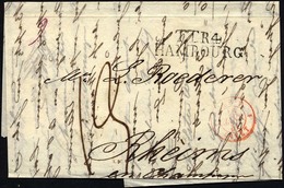 HAMBURG - THURN UND TAXISCHES O.P.A. 1840, TT.R.4 HAMBOURG, L2 Auf Forwarded-Letter Von Helsingborg Nach Rheims, Roter T - Otros & Sin Clasificación