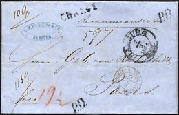 HAMBURG - THURN UND TAXISCHES O.P.A. 1854, HAMBURG Th.& T., K3 Auf Reco-Brief Nach Paris, Diverse Nebenstpl. Mit CHARGE - Sonstige & Ohne Zuordnung