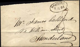 HAMBURG VORPHILA 1864, HAMBURG, Ovalstempel Auf Brief Nach Sunderland, Rückseitiger Ankunftsstempel, Oben Öffnungsmängel - Sonstige & Ohne Zuordnung