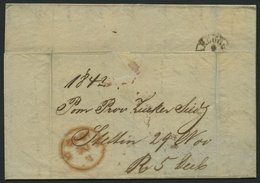 HAMBURG - GRENZÜBERGANGSSTEMPEL 1842, T 2 DEC, In Rot Auf Brief Von Stettin (K1) über Hamburg (rückseitiger K1) Nach Lon - Préphilatélie