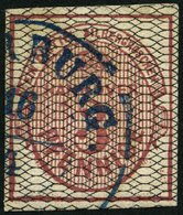 HANNOVER 8a O, 1856, 3 Pf. Karmin, Schwarz Genetzt, Blauer K2 HARBURG, Pracht, Mi. 350.- - Hanovre