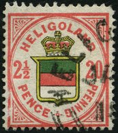 HELGOLAND 18e O, 1885, 20 Pf. Lebhaftrosa/hellrötlichgelb/graugrün, Rundstempel, Feinst, Gepr. C. Brettl, Mi. 90.- - Héligoland