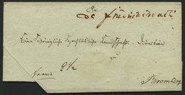 PREUSSEN De Friedrichsbruch, Handschriftlich In Rot Auf Briefhülle Nach Bromberg, Pracht - Prefilatelia