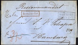 PREUSSEN 1857, Recomandirt, Roter R1 Auf Brief Von WARENDORF (R2) Nach Hamburg, Pracht - Other & Unclassified