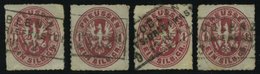 PREUSSEN 16 O, COBLENZ BHFS.BRIEFKASTEN, R3 Auf 1 Sgr. Rosa, 4 Teilabschläge, Feinst/Pracht - Otros & Sin Clasificación