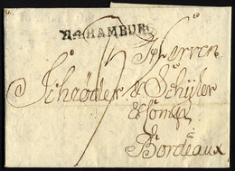 SCHLESWIG-HOLSTEIN 1804, Brief Aus Flensburg Mit L1 R4 HAMBURG Nach Bordeaux, Pracht - Schleswig-Holstein