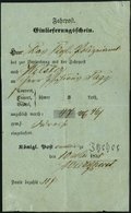 SCHLESWIG-HOLSTEIN ITZEHOE, Ortsdruck Auf Hellblauem Fahrpost Einlieferungsschein (1855), Zur Versendung Nach Wilster, P - Schleswig-Holstein