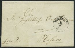 SCHLESWIG-HOLSTEIN Brief Aus Wallsbüll (1851) Mit K1 FLENSBURG, Pracht - Schleswig-Holstein