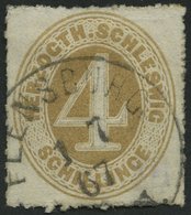 SCHLESWIG-HOLSTEIN 17 O, 1865, 4 S. Braunocker, K1 FLENSBURG, Pracht, Mi. 100.- - Schleswig-Holstein