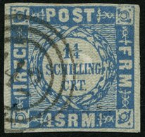 SCHLESWIG-HOLSTEIN 6 O, 142 (HORST) Auf 11/4 S. Grauultramarin, Pracht, R! - Schleswig-Holstein