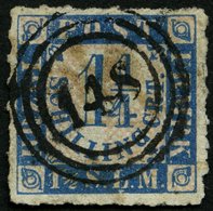 SCHLESWIG-HOLSTEIN 7 O, 148 (LAUENBURG) Auf 11/4 S. Mittelblau/weißrosa, Pracht - Schleswig-Holstein