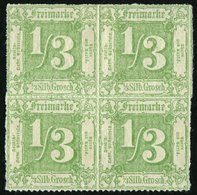 THURN Und TAXIS 36 VB *, **, 1865, 1/3 Gr. Dunkelgelbgrün Im Viererblock, Falzreste, 2 Werte Postfrisch, Pracht - Otros & Sin Clasificación