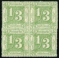 THURN Und TAXIS 36 VB *, **, 1865, 1/3 Gr. Dunkelgelbgrün Im Viererblock, Falzreste, 2 Werte Postfrisch, Pracht - Other & Unclassified