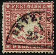 WÜRTTEMBERG 19ya O, BETZINGEN, Segmentstempel Auf 9 Kr. Hellkarmin, Kleine Zahnfehler Sonst Pracht, Mi. (320.-) - Otros & Sin Clasificación