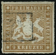 WÜRTTEMBERG 33b O, STUTTGART BAHNHOF, R2, Teilabschlag Auf 9 Kr. Fahlbraun, Feinst, Mi. (150.-) - Otros & Sin Clasificación