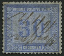 NDP 26 ~ , 1869, 30 Gr. Graublau, Handschriftlich Entwertet, Normale Zähnung, Pracht, Mi. 170.- - Other & Unclassified