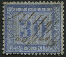 NDP 26 ~ , 1869, 30 Gr. Graublau, Handschriftlich Entwertet, Normale Zähnung, Pracht, Mi. 170.- - Autres & Non Classés