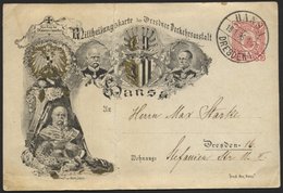 DRESDEN C P 58 BRIEF, HANSA: 1896, 3 Pf. Rot 25. Jahrestag Der Kaiserproklamation Wilhelm I., Druck Schwarz, Mit Datumsb - Private & Local Mails