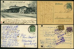 BAHNPOST Eutin-Heiligenhafen (Zug 689,697/8, 898 Und Ohne Nr.), 1898-1924, 6 Karten, Dazu Eine Ansichtskarte Vom Bahnhof - Macchine Per Obliterare (EMA)