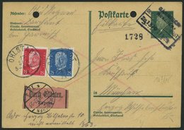 BAHNPOST DR 414,416 BRIEF, Garmisch-München (Zug 1370), R4 Und Stempel 1728 Auf Eilbotenkarte Mit 15 Und 25 Pf. Hindenbu - Franking Machines (EMA)