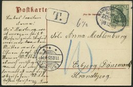 BAHNPOST DR 85 BRIEF, Hamburg-Vandrup (Zug 22) Auf Ansichtskarte (Marburg) Von 1905 Nach Esbjerk/Dänemark Mit 5 Pf. Germ - Macchine Per Obliterare (EMA)