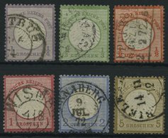 Dt. Reich 1-6 O, 1872, 1/4 - 5 Gr. Kleine Brustschilde, 6 Prachtwerte, Mi. 375.- - Usados