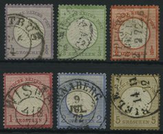 Dt. Reich 1-6 O, 1872, 1/4 - 5 Gr. Kleine Brustschilde, 6 Prachtwerte, Mi. 375.- - Used Stamps
