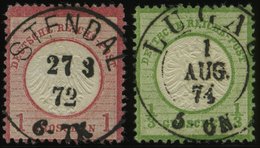 Dt. Reich 4,17a O, 1872, 1 Gr. Rotkarmin Und 1/3 Gr. Gelblichgrün, 2 Ideal Gestempelte Kabinettwerte - Gebraucht