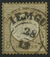 Dt. Reich 6 O, 1872, 5 Gr. Ockerbraun, Zentrischer Hannover K2 IEMGUM, Kleine Helle Stelle Sonst Pracht - Usados