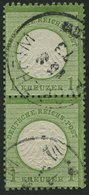 Dt. Reich 7 Paar O, 1872, 1 Kr. Gelblichgrün Im Senkrechten Paar, K1 PFORZHEIM, Pracht, Gepr. Sommer, Mi. 180.- - Usados