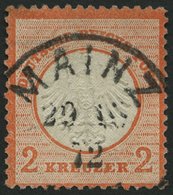 Dt. Reich 8 O, 1872, 2 Kr. Rötlichorange, Zentrischer Stempel MAINZ, Pracht, Signiert Richter, Mi. 400.- - Oblitérés