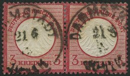 Dt. Reich 9 Paar O, 1872, 3 Kr. Karmin Im Waagerechten Paar, K1 DARMSTADT, Pracht - Gebraucht