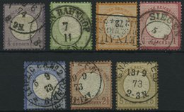 Dt. Reich 16-22 O, 1872, 1/4 - 5 Gr. Große Brustschilde, 7 Prachtwerte, Mi. 319.- - Usados