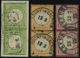 Dt. Reich 17a,18,19 Paar O, 1872, 1/3 Gr., 1/2 Gr. Und 1 Gr., Je Im Senkrechten Paar, Normale Zähnung, Pracht, Geprüft - Oblitérés