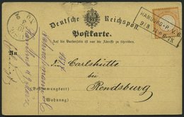 Dt. Reich 18 BRIEF, 1874, 1/2 Gr. Orange Auf Postkarte Mit R2 HAMBURG-P.V.6, Nach Rendsburg, Feinst - Usati