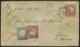 Dt. Reich 19/20 BRIEF, 1873, 1 Gr. Rotkarmin Und 2 Gr. Ultramarin Als Zusatzfrankatur Auf 1 Gr. Ganzsachenumschlag (U 5) - Usati