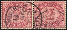 Dt. Reich 37f Paar O, 1899, 2 M. Lilakarmin Im Waagerechten Paar, Pracht, Gepr. Wiegand, Mi. 120.- - Otros & Sin Clasificación