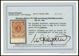 Dt. Reich 45d **, 1897, 3 Pf. Rötlichocker Mit Unten Anhängendem Steg, Postfrisch, Pracht, Gepr. Zenker Und Fotobefund W - Other & Unclassified