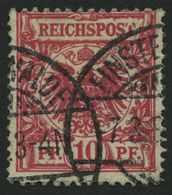 Dt. Reich 47aII O, 1889, 10 Pf. Rosakarmin Mit Plattenfehler T Von Reichspost Oben In Der Mitte Offen, Kleine Bugspur So - Other & Unclassified