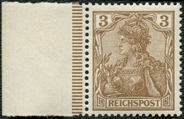 Dt. Reich 54b **, 1900, 3 Pf. Dunkelorangebraun Reichspost Mit Linkem Bogenrand, Postfrisch, Kabinett, Gepr. Jäschke Und - Otros & Sin Clasificación