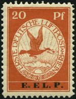 Dt. Reich VI PFVII *, 1912, 20 Pf. E.EL.P. Mit Plattenfehler Oberer Rahmen Links über 20 Gebrochen, Falzrest, Pracht, Ge - Autres & Non Classés