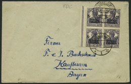 Dt. Reich 106a VB BRIEF, 1919, 15 Pf. Dunkelviolett Kriegsgeschädigte Im Randviererblock Mit Ersttagsstempel Auf Brief, - Usados