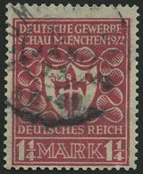 Dt. Reich 199b O, 1922, 11/4 M. Hellilarosa Gewerbeschau, Feinst (nachgezähnt), Gepr. Zenker, Mi. 400.- - Used Stamps