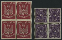 Dt. Reich 216b,224aa VB **, 1922, 2 M. Rot/grau Und Dunkelpurpurviolett, Je Im Viererblock, Pracht, Gepr. Infla, Mi. 92. - Usados