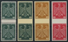 Dt. Reich ZS P (*), 1924/6, Essays Von S. V. Weech: 10 Pf. Reichsadler In Dunkelgrün (gezähnt Und Ungezähnt), Ocker Und - Used Stamps