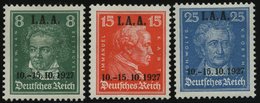 Dt. Reich 407-09 *, 1927, I.A.A., Falzreste, Prachtsatz, Mi. 65.- - Usados