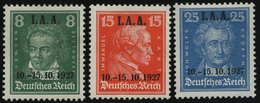 Dt. Reich 407-09 *, 1927, I.A.A., Falzreste, Prachtsatz, Mi. 65.- - Usati