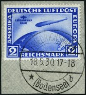 Dt. Reich 438Y BrfStk, 1930, 2 RM Südamerikafahrt, Wz. Liegend, Prachtbriefstück, Mi. (400.-) - Usados